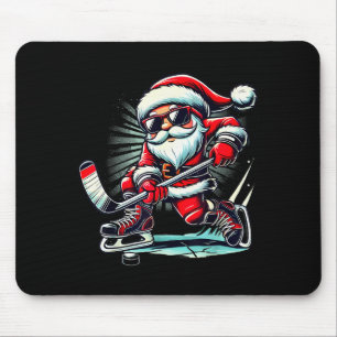 Funny Santa Playing Ice Hockey Lovers Boys Girls C Mouse Mat