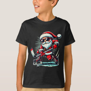 Funny Santa Playing Ice Hockey Lovers Boys Girls C T-Shirt