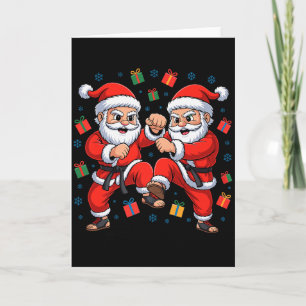 Funny Santa Playing Karate Martial Art Christmas X Card