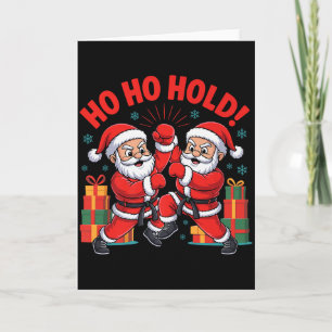 Funny Santa Playing Karate Martial Art Christmas X Card