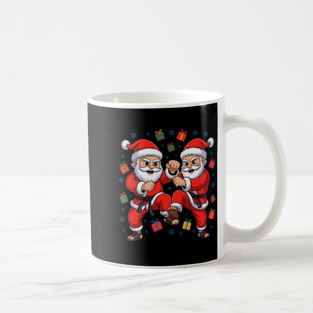 Funny Santa Playing Karate Martial Art Christmas X Coffee Mug (Right)