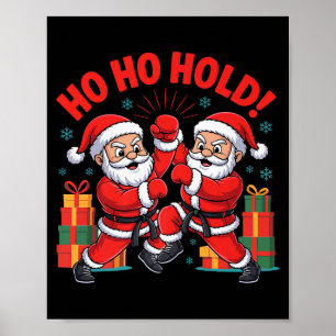 Funny Santa Playing Karate Martial Art Christmas X Poster