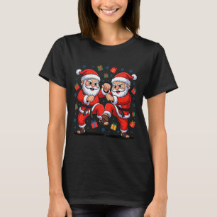 Funny Santa Playing Karate Martial Art Christmas X T-Shirt