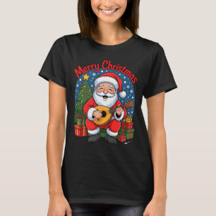 Funny Santa Playing Mandolin Holiday Chrismas Xmas T-Shirt