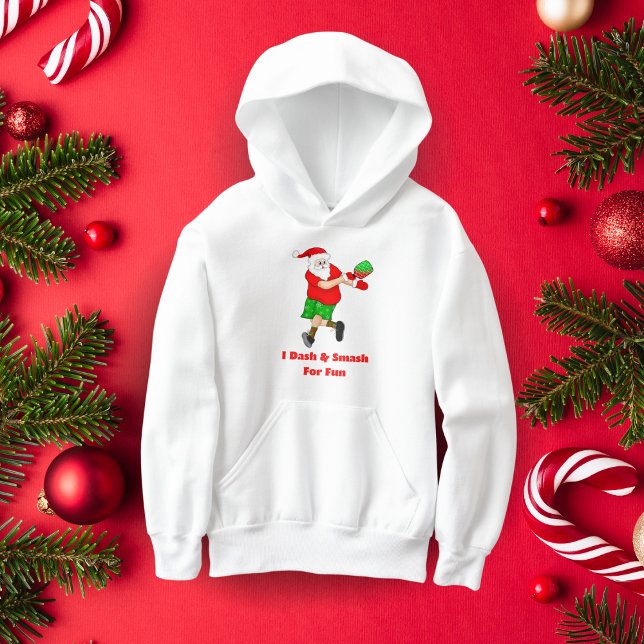 Funny Santa Playing Pickleball I Dash & Smash Fun (Pickleball Santa Smash! Gift this hoodie, ace the Christmas game!)
