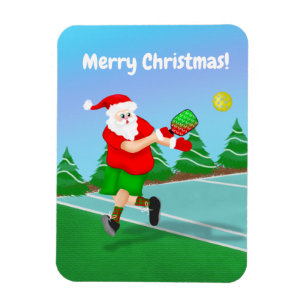 Funny Santa Playing Pickleball Merry Christmas Magnet