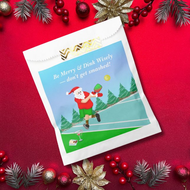 Funny Santa Playing Pickleball Merry Volley Xmas Favour Bags (Creator Uploaded)
