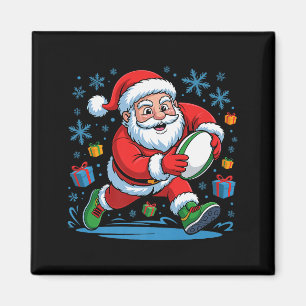 Funny Santa Playing Rugby Holiday Christmas Xmas P Magnet