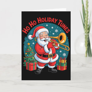 Funny Santa Playing Trombone Holiday Chrismas Xmas Card