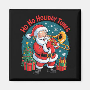 Funny Santa Playing Trombone Holiday Chrismas Xmas Magnet