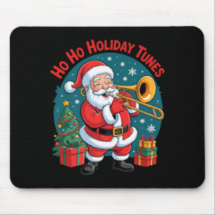 Funny Santa Playing Trombone Holiday Chrismas Xmas Mouse Mat