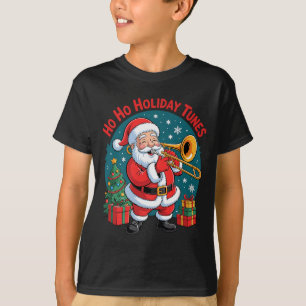 Funny Santa Playing Trombone Holiday Chrismas Xmas T-Shirt