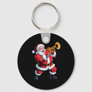 Funny Santa Playing Trumpet Holiday Chrismas Xmas Key Ring