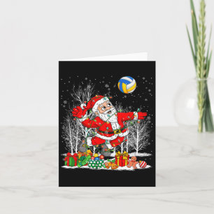 Funny Santa Playing Volleyball Christmas Lights Xm Card