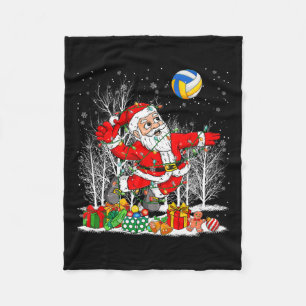Funny Santa Playing Volleyball Christmas Lights Xm Fleece Blanket