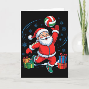 Funny Santa Playing Volleyball Holiday Christmas X Card