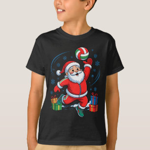 Funny Santa Playing Volleyball Holiday Christmas X T-Shirt
