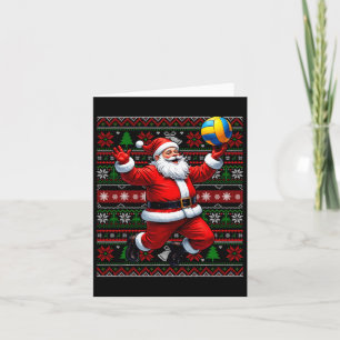 Funny Santa Playing Volleyball Ugly Christmas Swea Card
