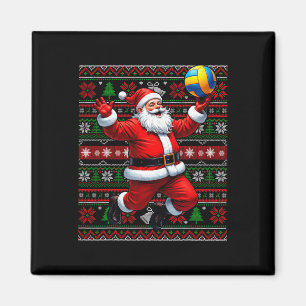 Funny Santa Playing Volleyball Ugly Christmas Swea Magnet