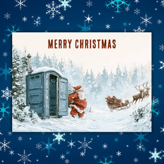 Funny Santa Porta Potty Bathroom Break Christmas Holiday Card