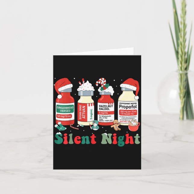Funny Santa Profol Silent Night Icu Nurses Merry C Card (Front)