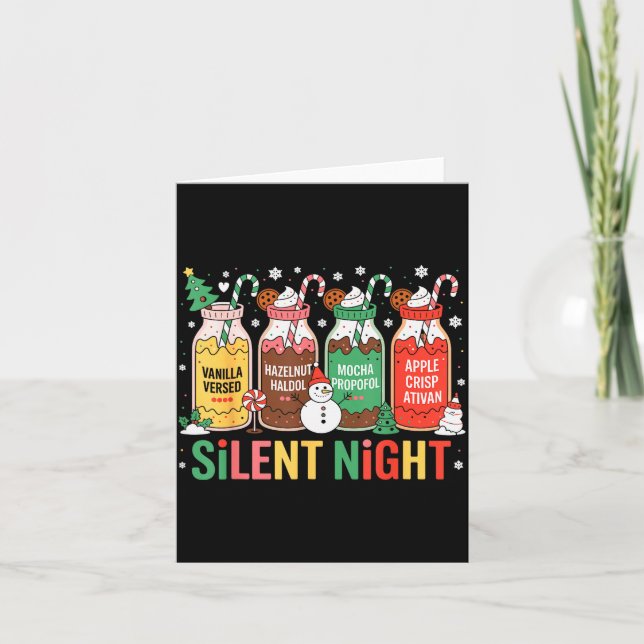 Funny Santa Profol Silent Night Icu Nurses Merry C Card (Front)