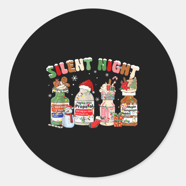 Funny Santa Profol Silent Night Icu Nurses Merry C Classic Round Sticker (Front)
