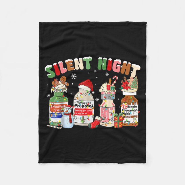 Funny Santa Profol Silent Night Icu Nurses Merry C Fleece Blanket (Front)