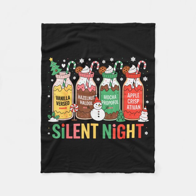Funny Santa Profol Silent Night Icu Nurses Merry C Fleece Blanket (Front)