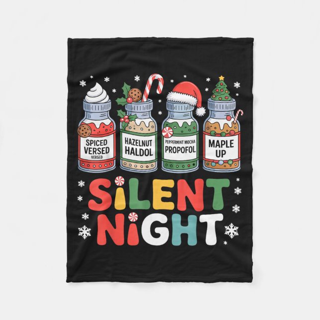 Funny Santa Profol Silent Night Icu Nurses Merry C Fleece Blanket (Front)