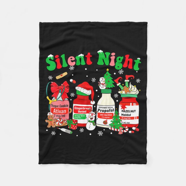 Funny Santa Profol Silent Night Icu Nurses Merry C Fleece Blanket (Front)