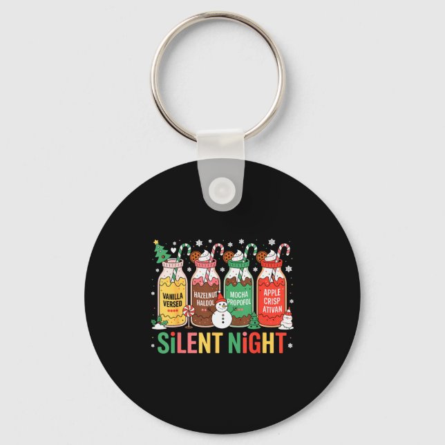 Funny Santa Profol Silent Night Icu Nurses Merry C Key Ring (Front)