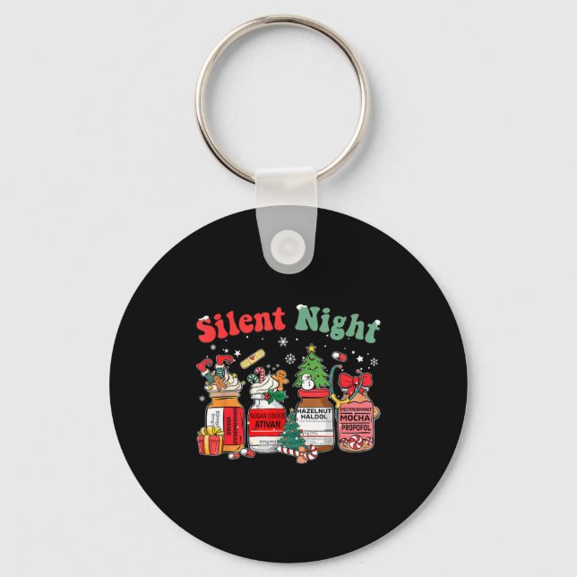 Funny Santa Profol Silent Night Icu Nurses Merry C Key Ring (Front)