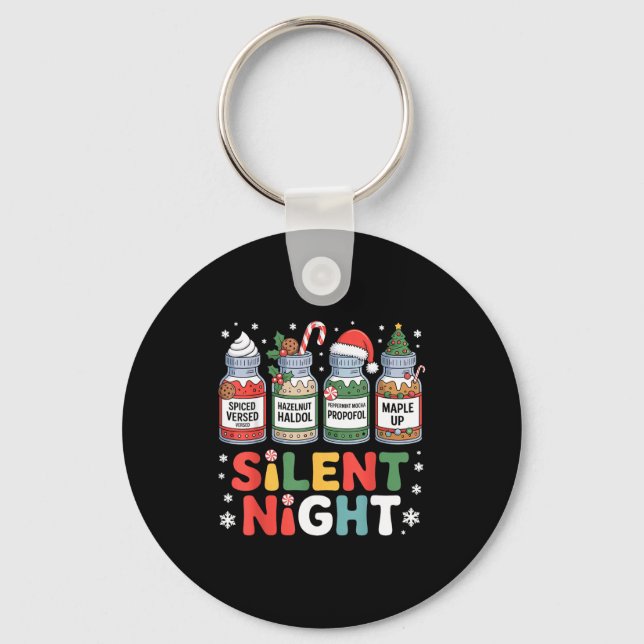Funny Santa Profol Silent Night Icu Nurses Merry C Key Ring (Front)