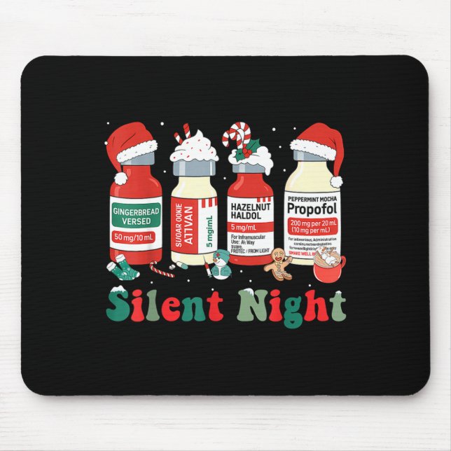 Funny Santa Profol Silent Night Icu Nurses Merry C Mouse Mat (Front)