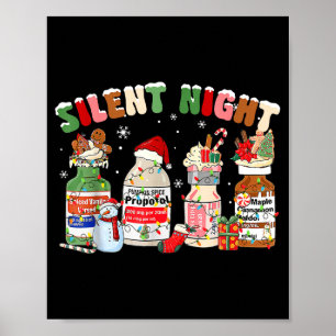 Funny Santa Profol Silent Night Icu Nurses Merry C Poster