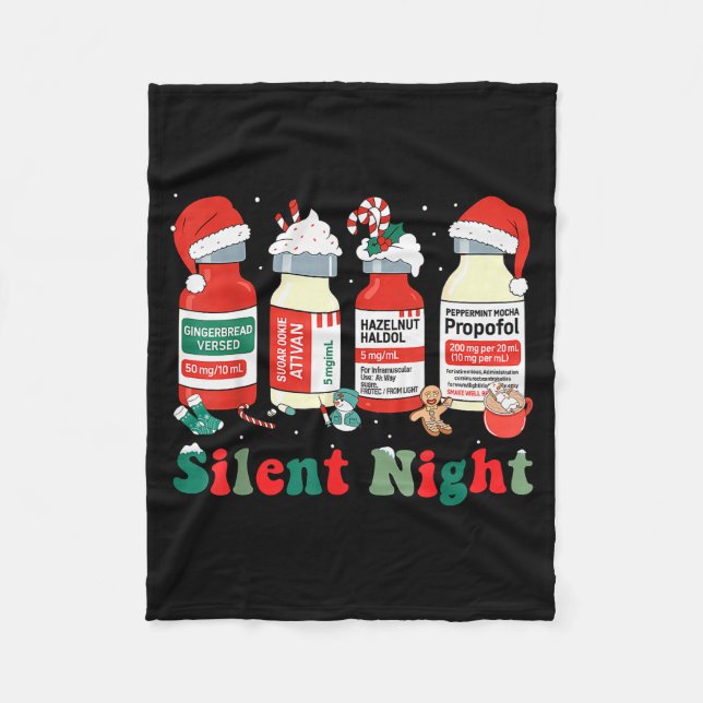 Funny Santa Propofol Silent Night Icu Nurses Merry Fleece Blanket (Front)