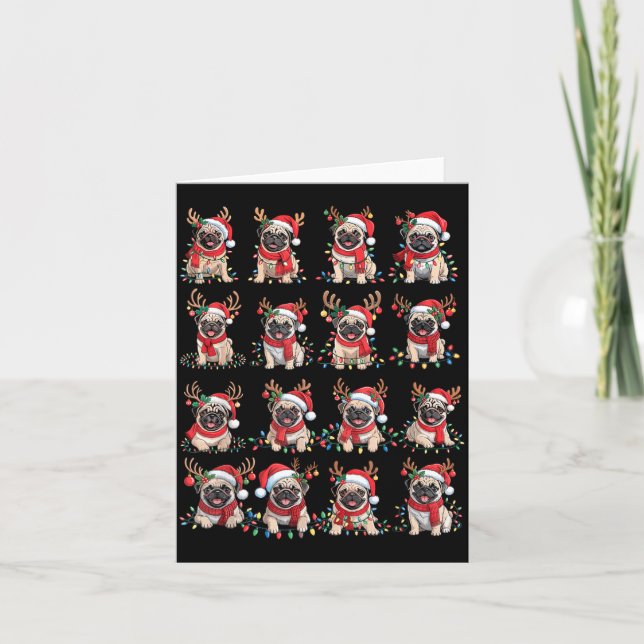 Funny Santa Pugs Christmas Xmas For Women Men  Card (Front)