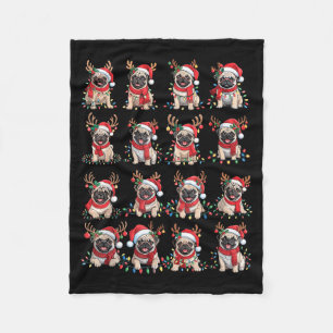 Funny Santa Pugs Christmas Xmas For Women Men Fleece Blanket