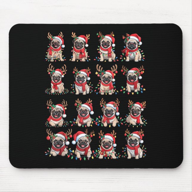 Funny Santa Pugs Christmas Xmas For Women Men  Mouse Mat (Front)
