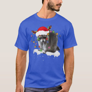 Funny Santa Racoon Animal Christmas Lights Lover  T-Shirt