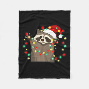 Funny Santa Racoon Overstimulated But Festive Xmas Fleece Blanket