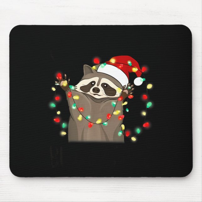Funny Santa Racoon Overstimulated But Festive Xmas Mouse Mat (Front)