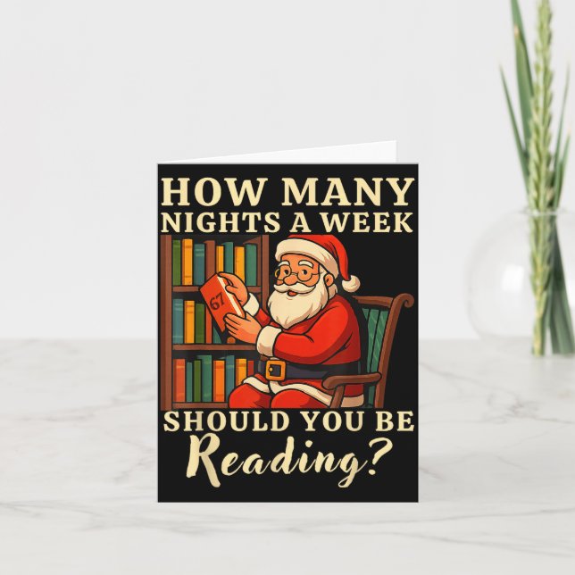 Funny Santa Reading 67 Meme Tee Christmas Teacher  Card (Front)