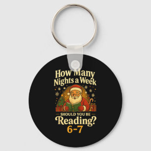 Funny Santa Reading 67 Meme Tee Christmas Teacher Key Ring