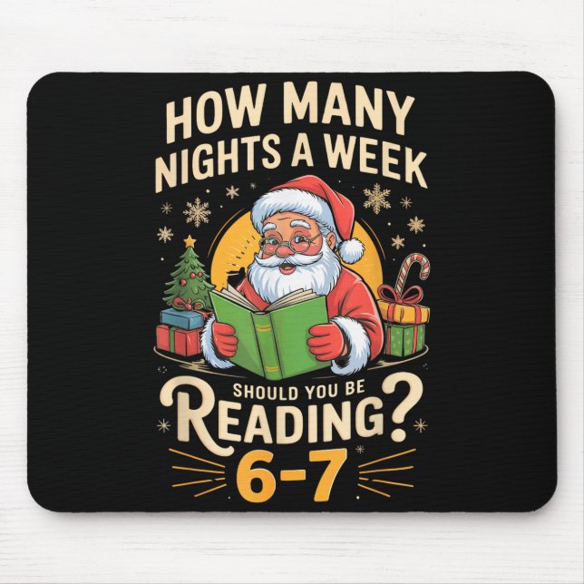 Funny Santa Reading 67 Meme Tee Christmas Teacher  Mouse Mat (Front)