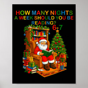 Funny Santa Reading 67 Meme Tee Christmas Teacher  Poster