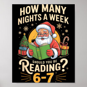 Funny Santa Reading 67 Meme Tee Christmas Teacher  Poster