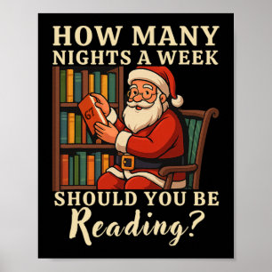 Funny Santa Reading 67 Meme Tee Christmas Teacher  Poster