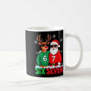 Funny Santa Reindeer 6 7 Christmas Meme Six Seven Coffee Mug